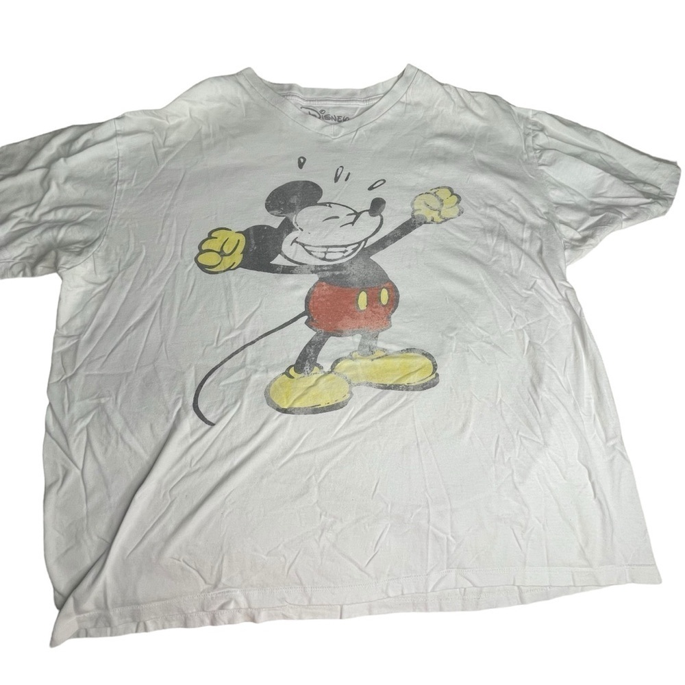 Disney Mickey Mouse White V-Neck Tee XL